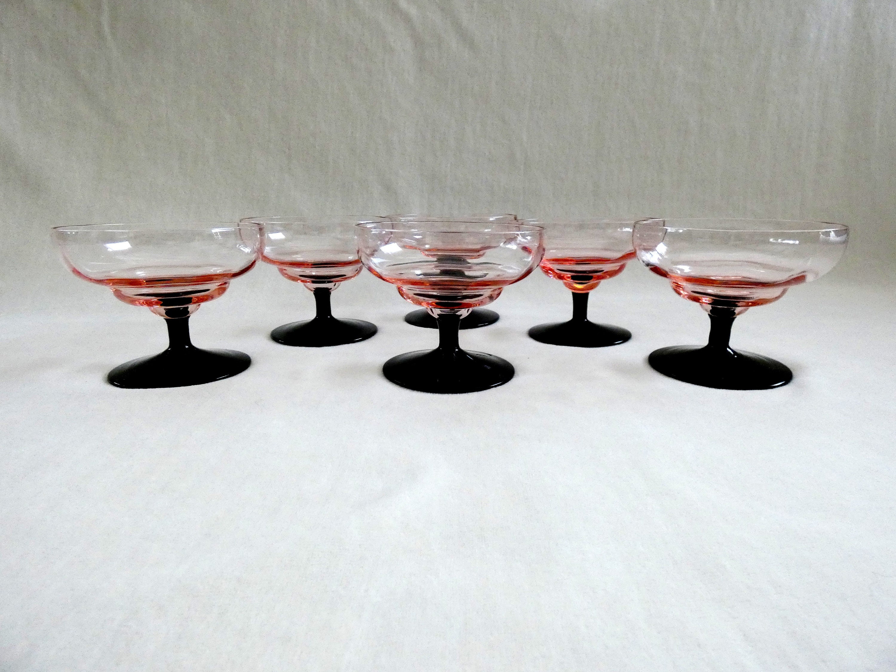 6 Vintage French Champagne Glasses, Antique Crystal Champagne Coupes
