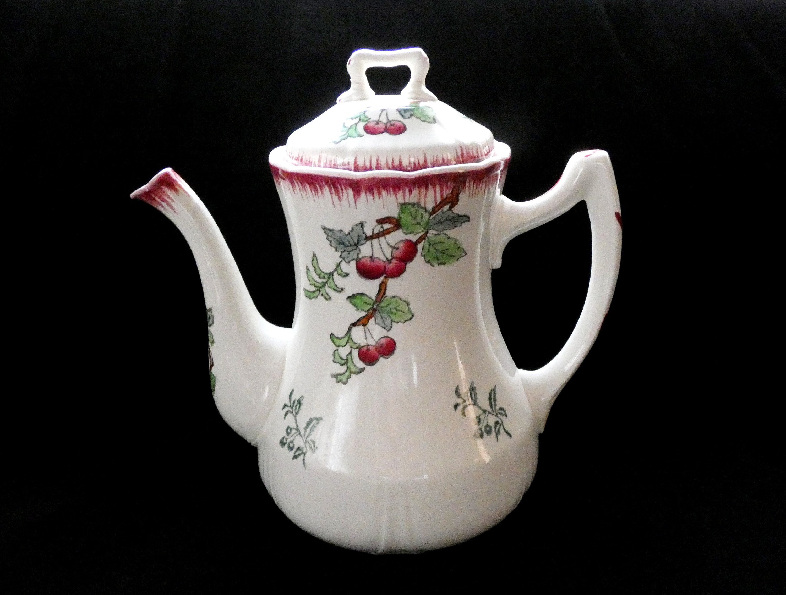 Antique Longwy Montmorency Coffee Pot, Vintage French Ceramic Tea Pot