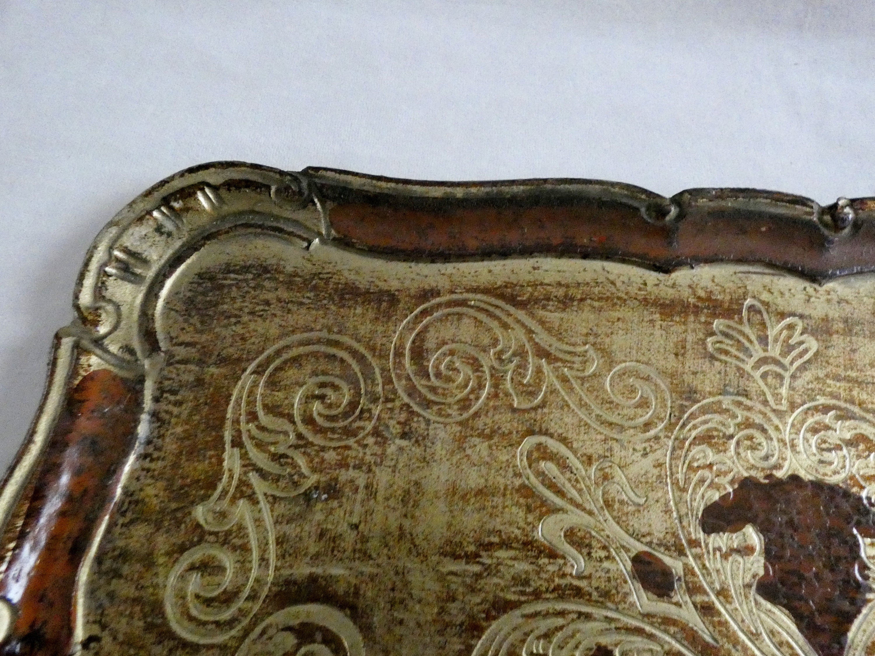 Antike italienische Florentiner Holz Tablett braun und Gold | Etsy