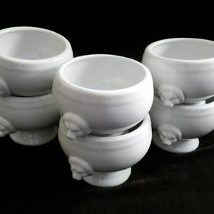 Vintage French Bistro Soup Bowls Porcelain Onion Bowls Footed Lion&#39;s Head Handles