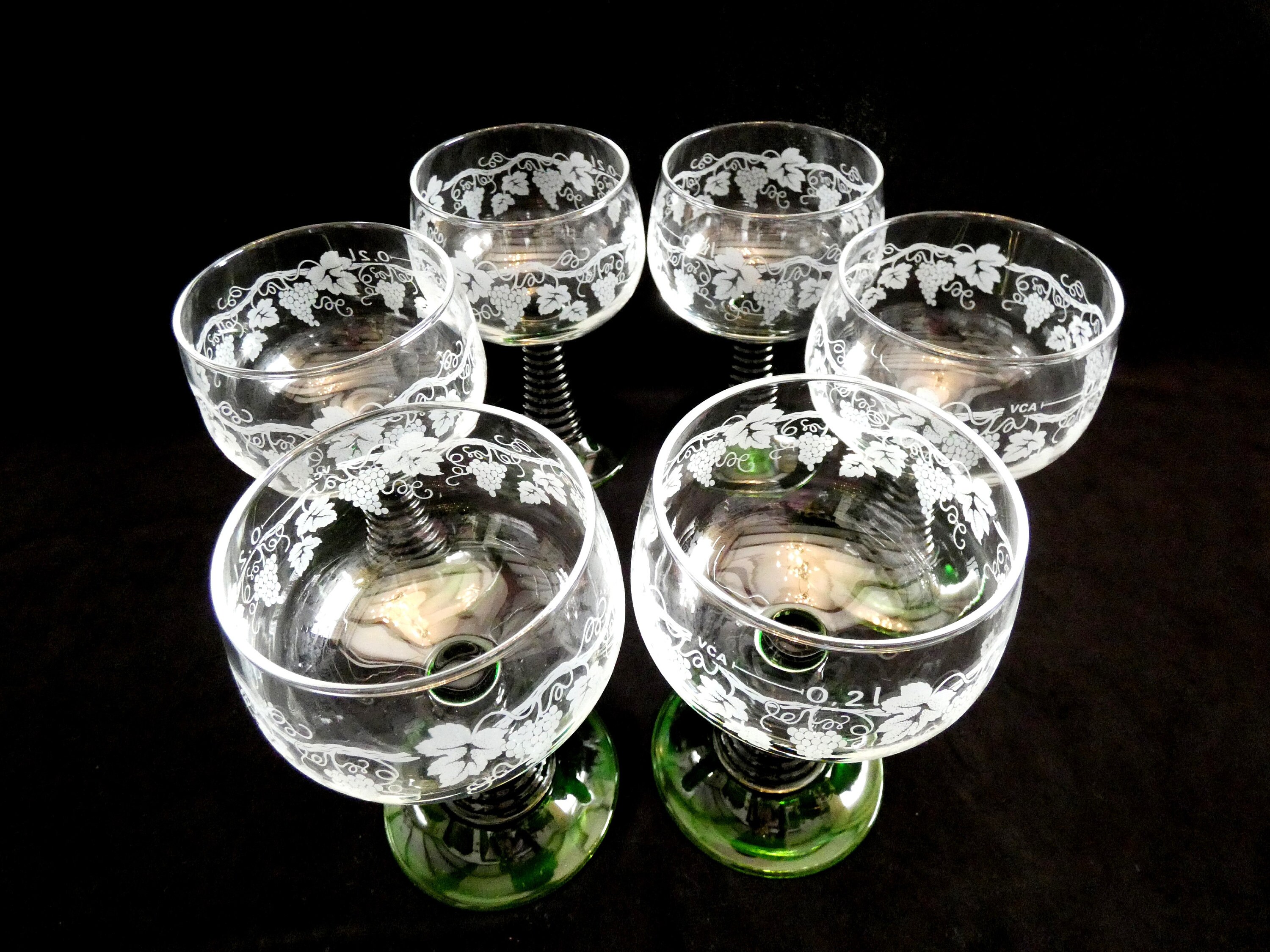 6 Vintage French Glasses Luminarc Roemer, Retro Champagne Glasses