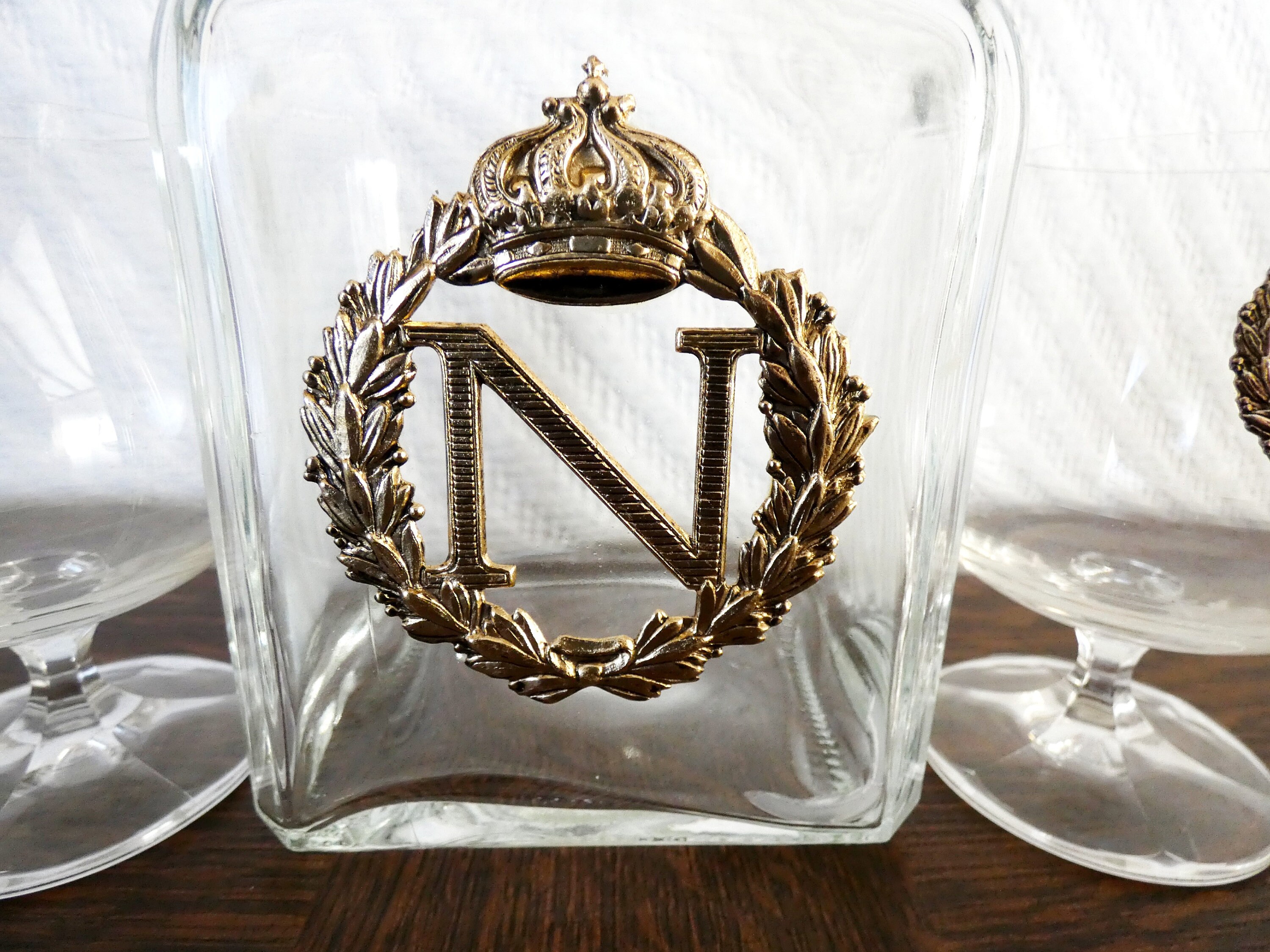 Napoleon Cognac Decanter 6 Brandy glasses with monogram Napoleon