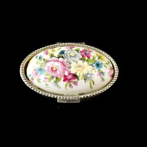 Vintage French Pill Box Small Silver Metal Pocket Box Victorian Decoration Collectible Box 50s