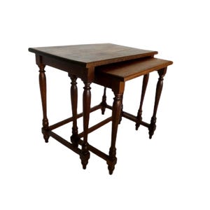 Vintage French Oak Side Tables: Mid-Century Plant Stand