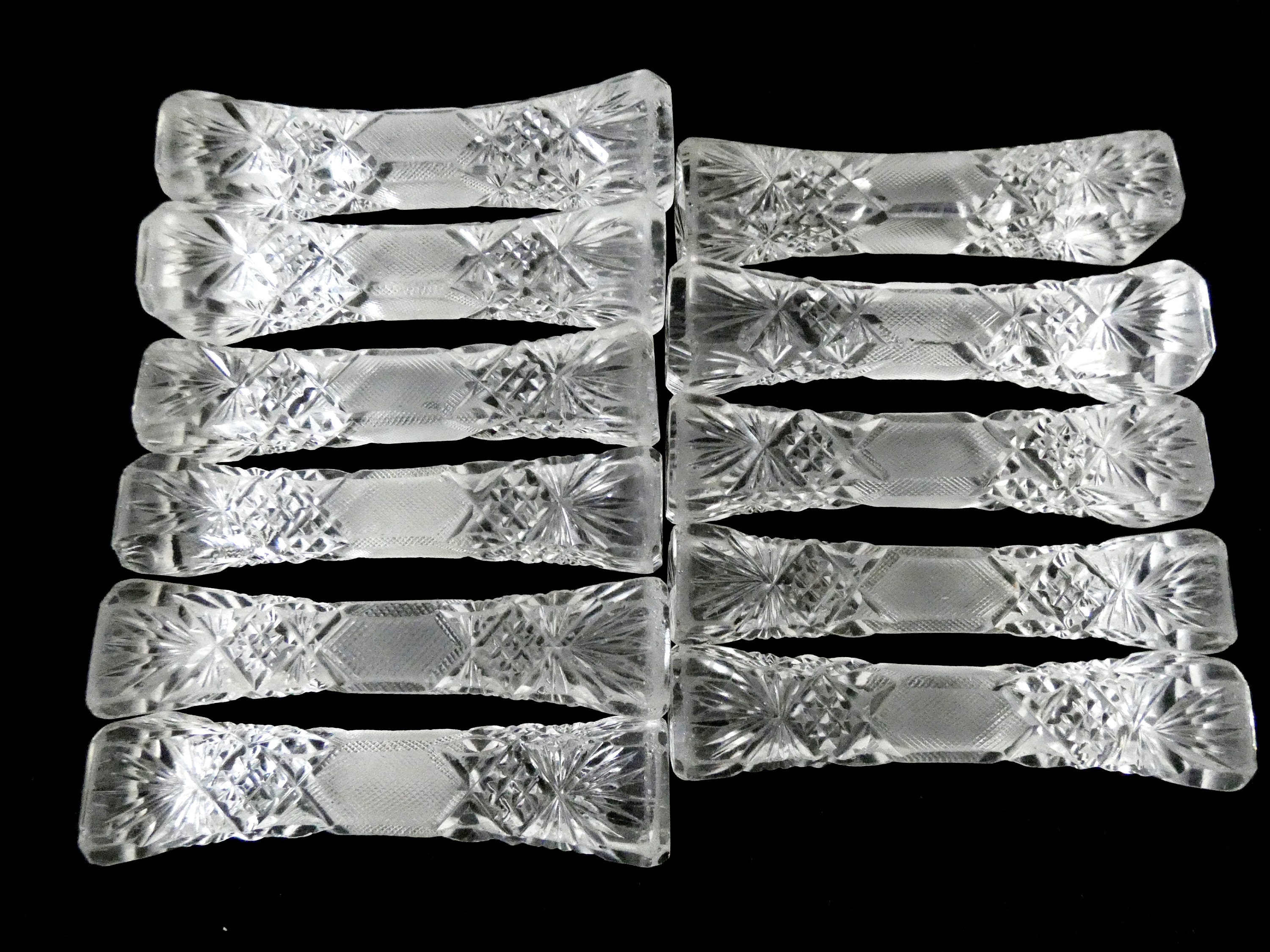 Edwardian Cut Crystal Knife Rests, Victorian Cut Crystal Knife Rests
