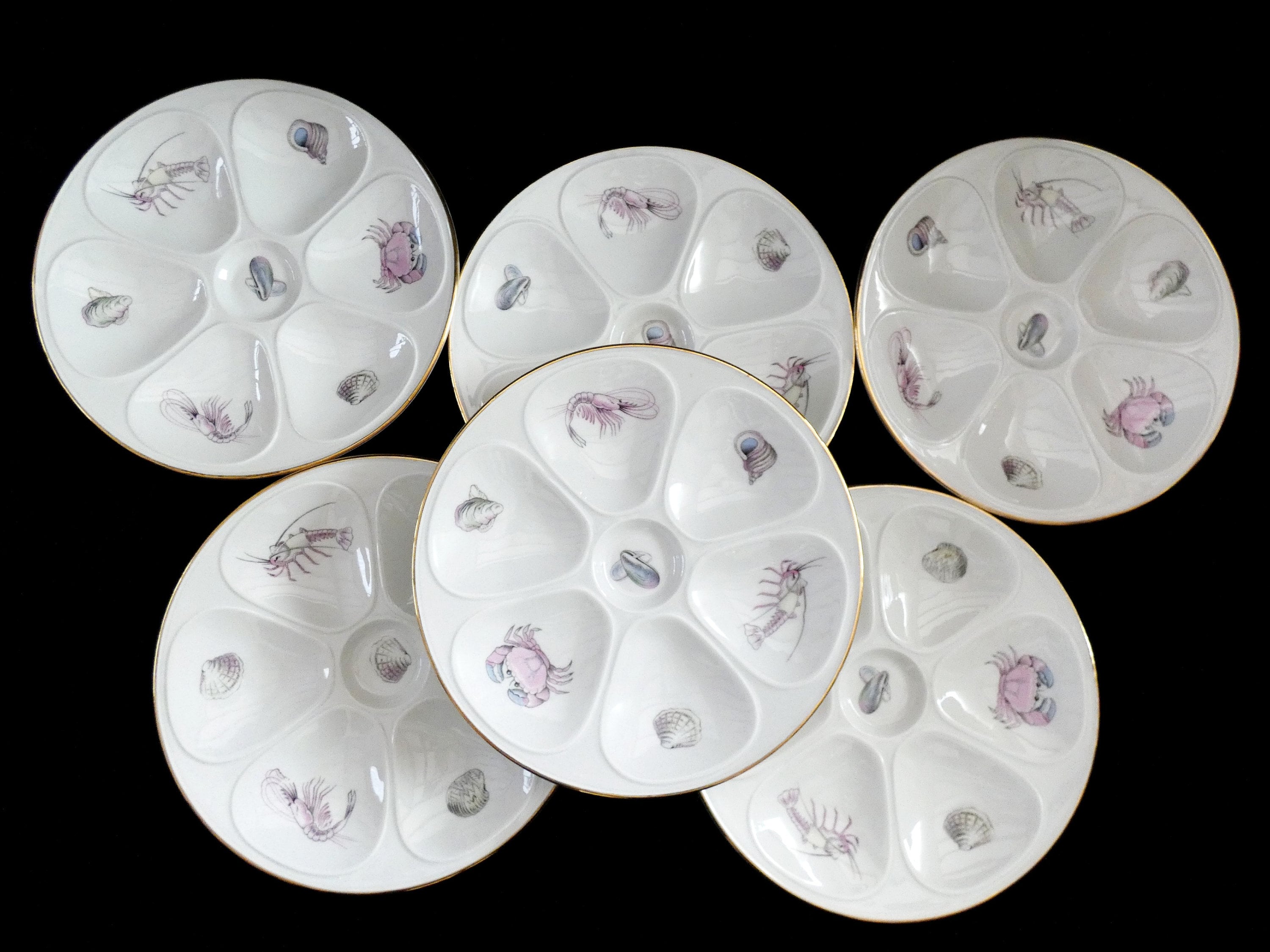 6 Antique Limoges Oyster Plates Veritable Limoges Porcelain Etsy