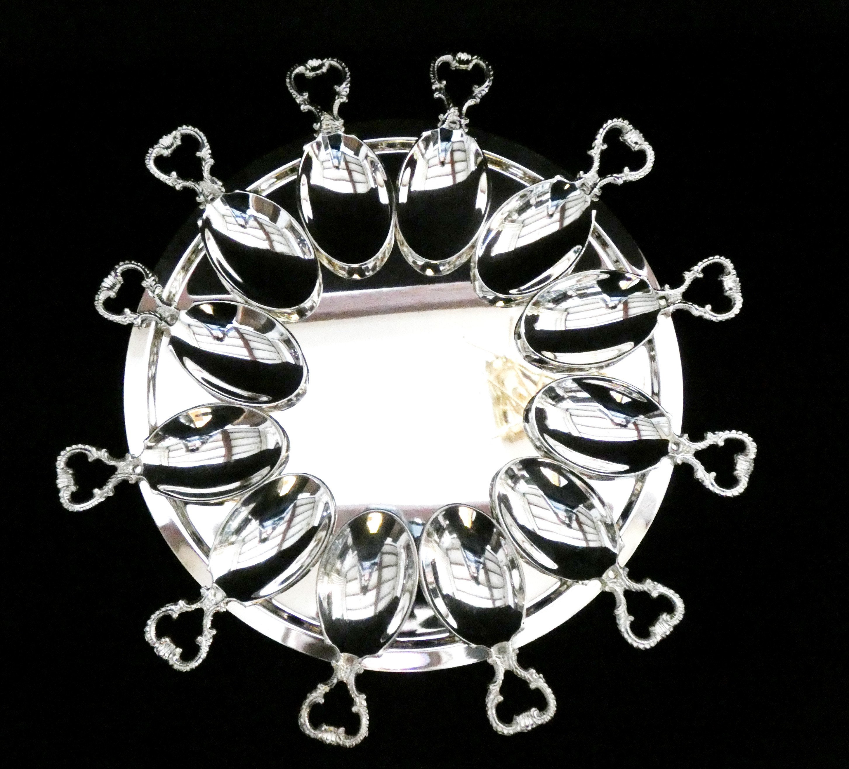 12 Vintage SilverPlated Appetizer Spoons, French Tasting Spoons Amuse