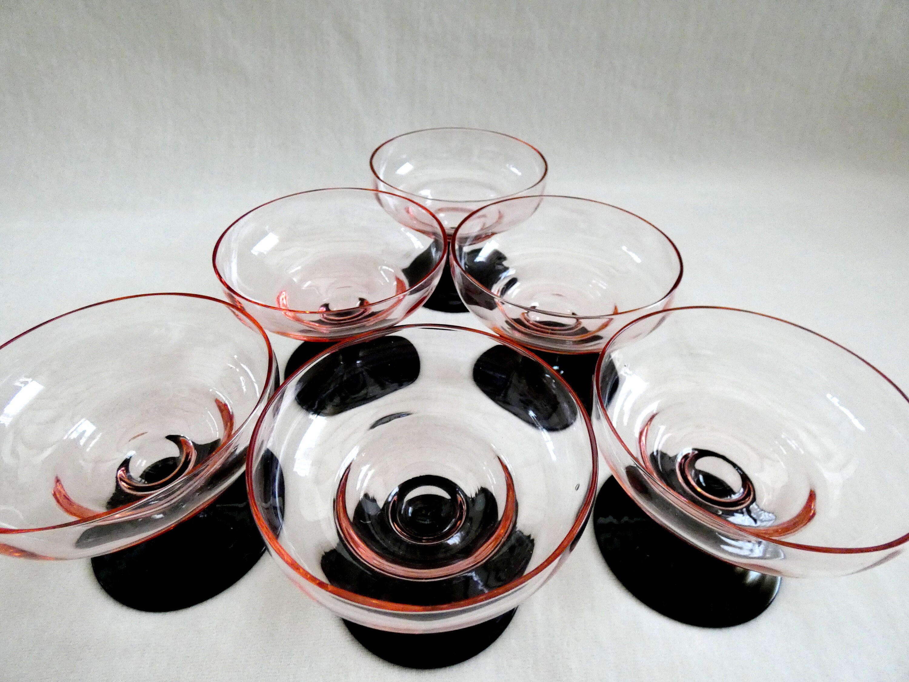 6 Vintage French Champagne Glasses, Antique Crystal Champagne Coupes