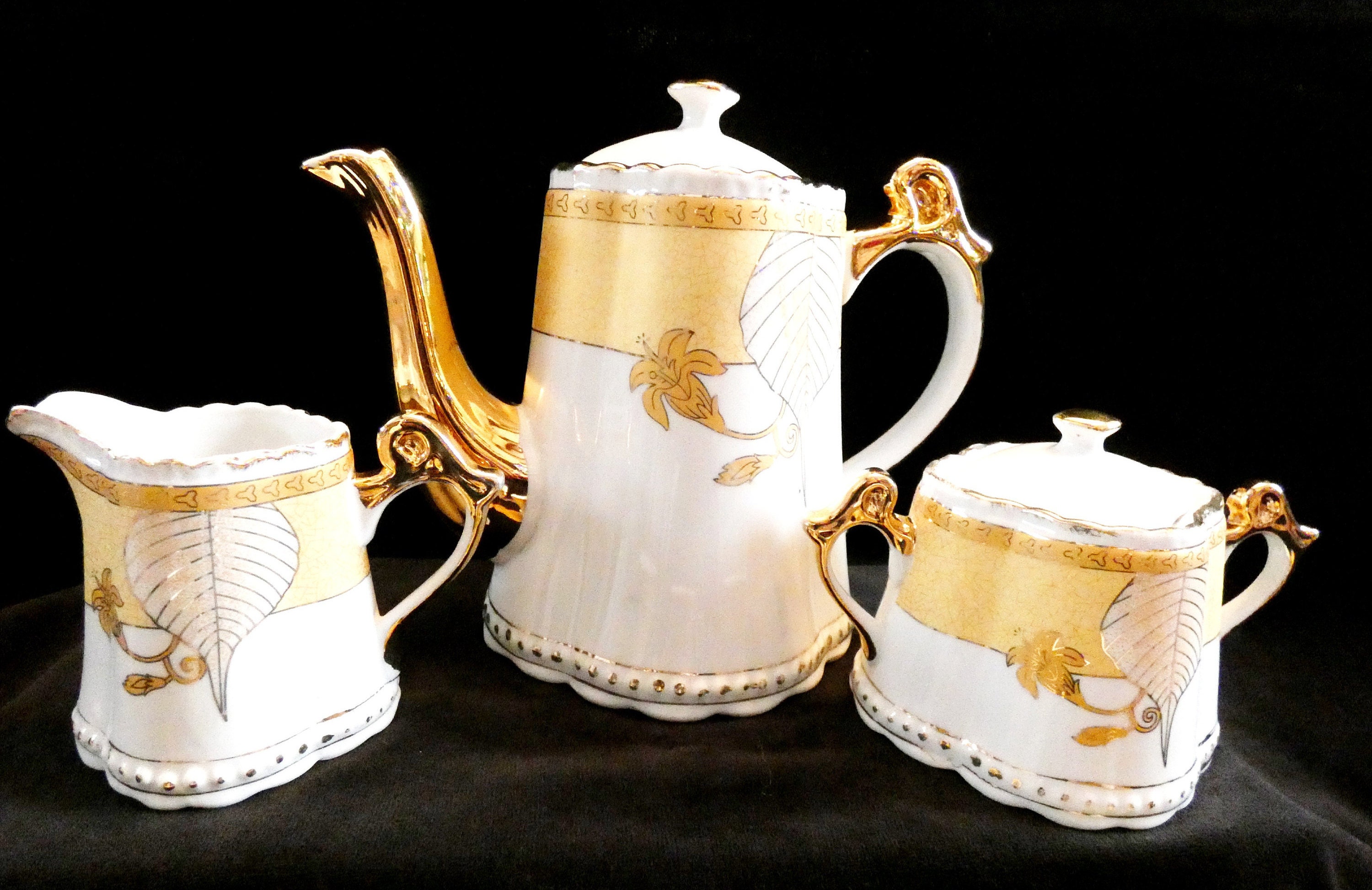English Art Nouveau Porcelain Coffee Set, Vintage Coffee Service, Rare ...