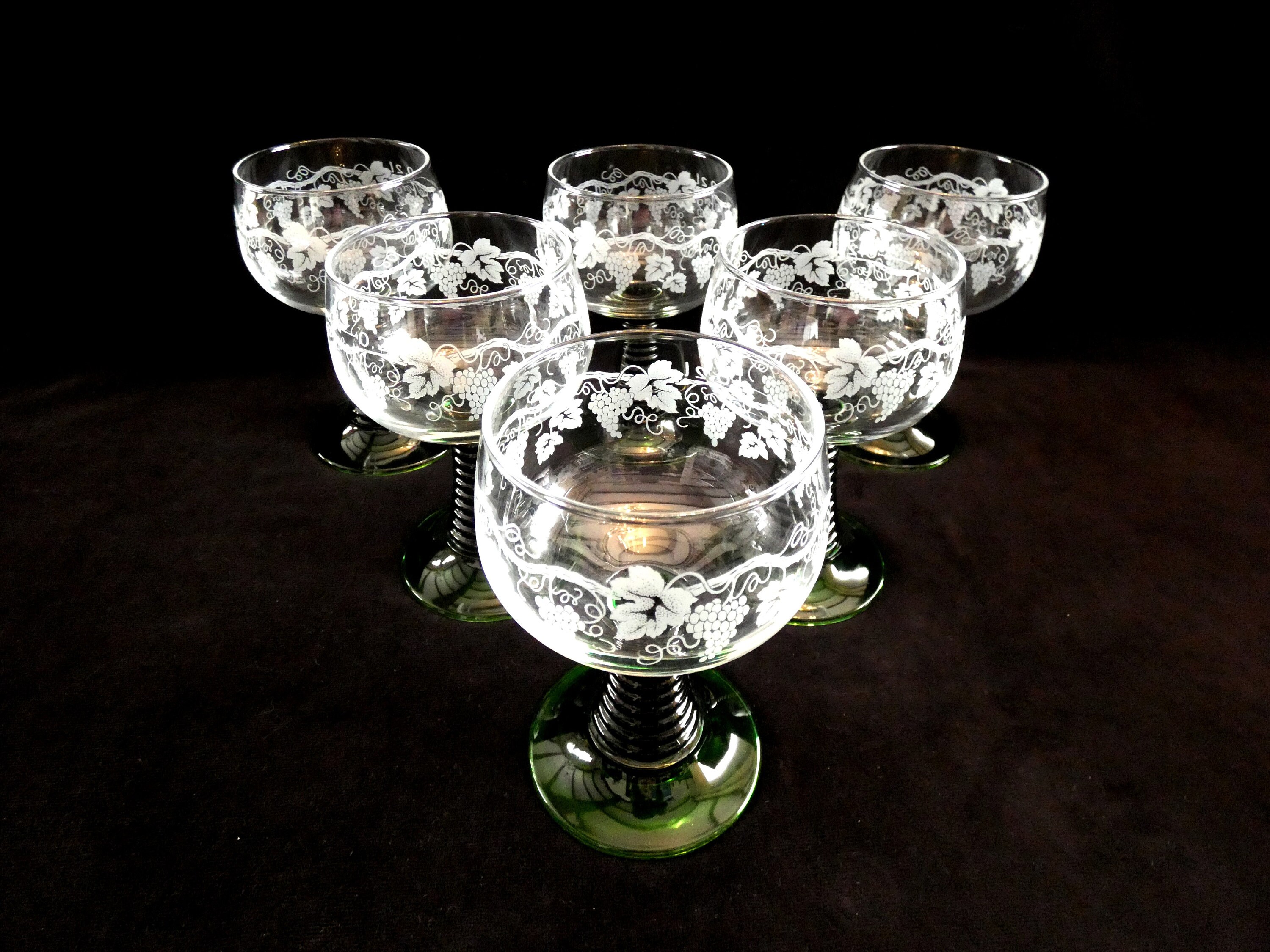 6 Vintage French Glasses Luminarc Roemer, Retro Champagne Glasses