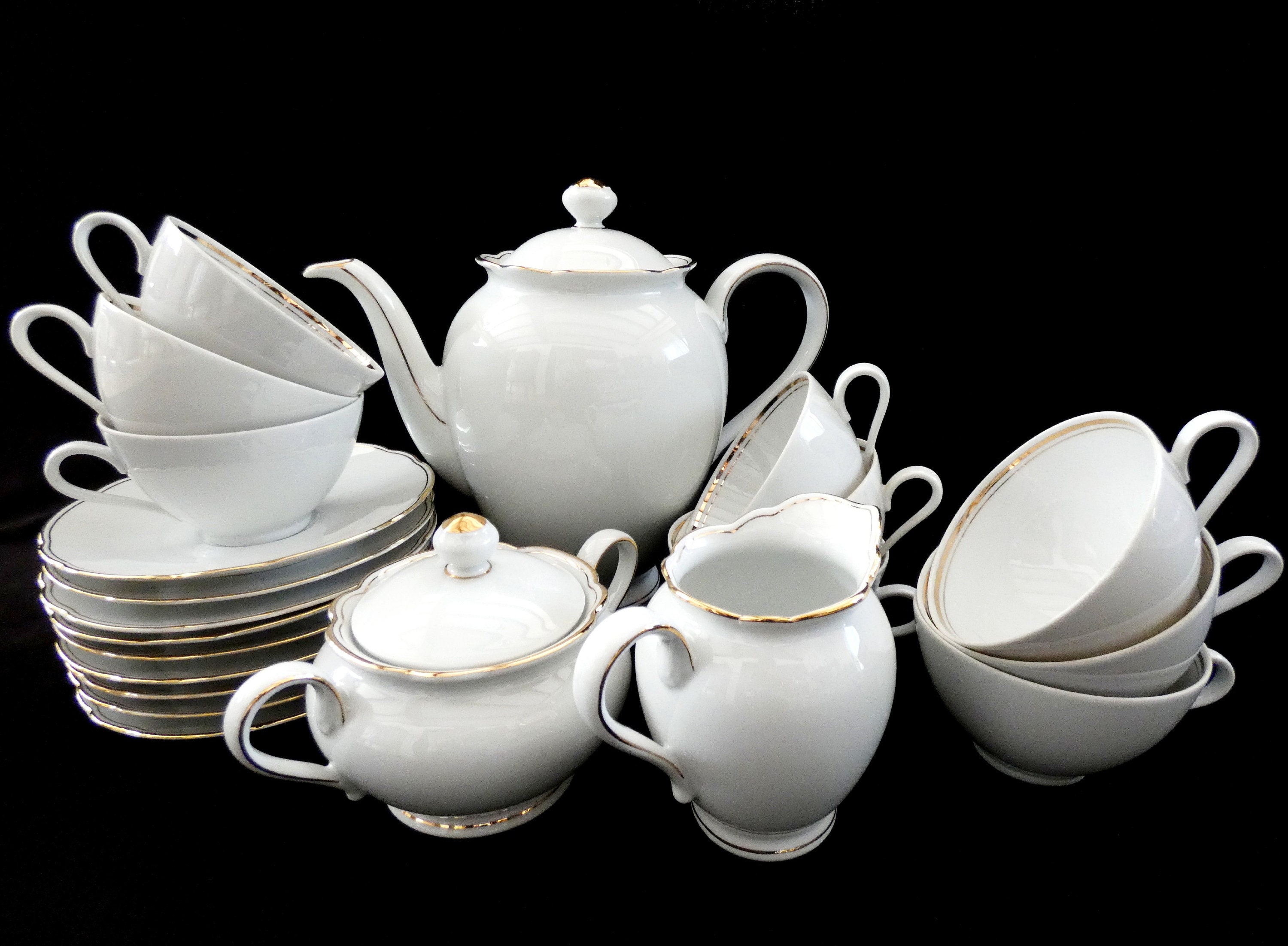 Vintage Bareuther Waldsassen Coffee Tea Set Diadem, Bavaria Porcelain