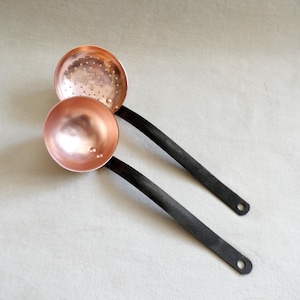 Fabrication Francaise Copper Utensils Vintage Exceptional Quality French Copper Ladle Skimmer Iron Handle Country Kitchen Decor Copperware