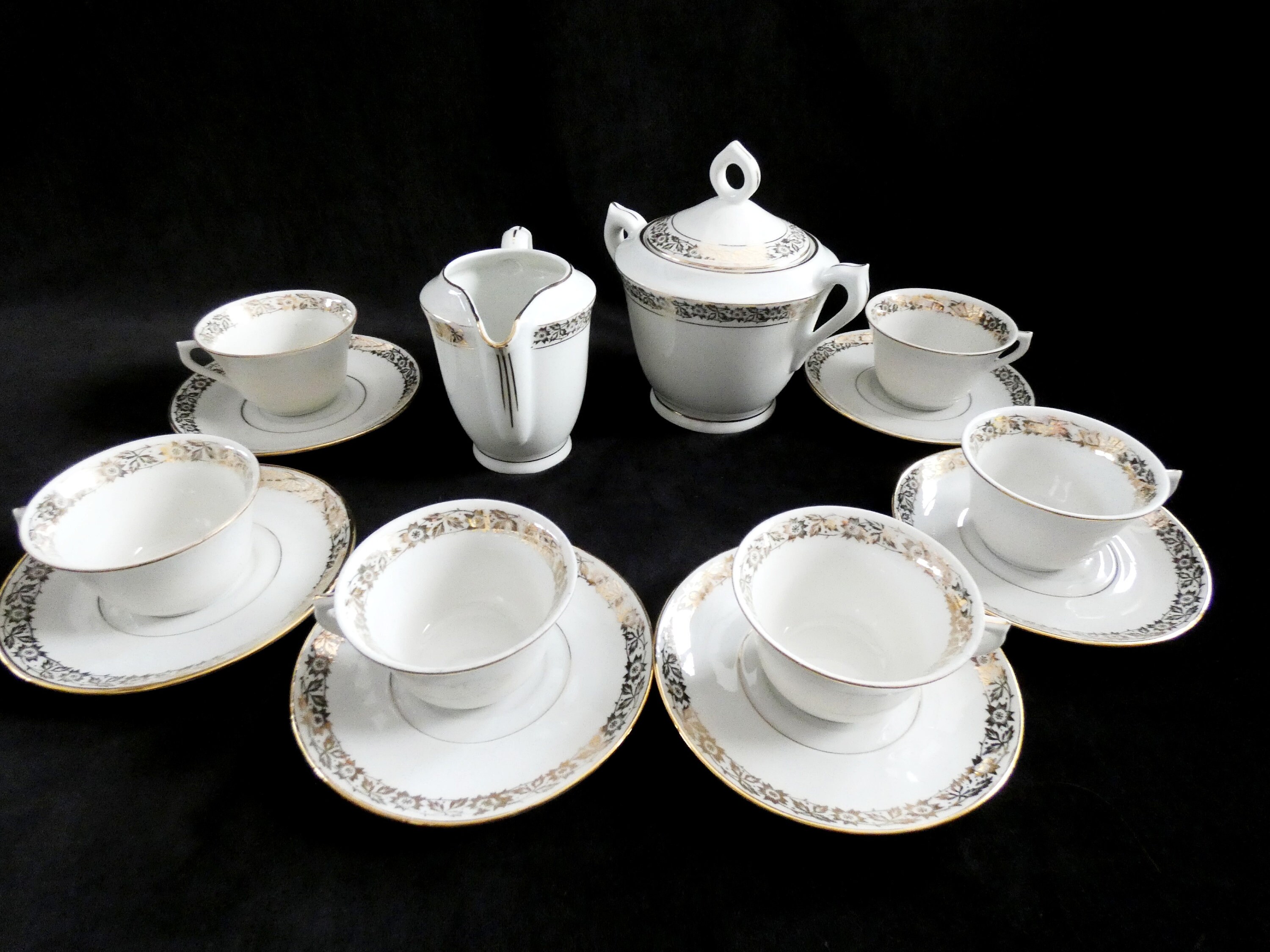 6 Limoges Coffee Cups, Vintage French Coffee Service Limoges China