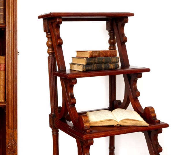 French Library Ladder: Mahogany Library Steps, Regency Style - Etsy