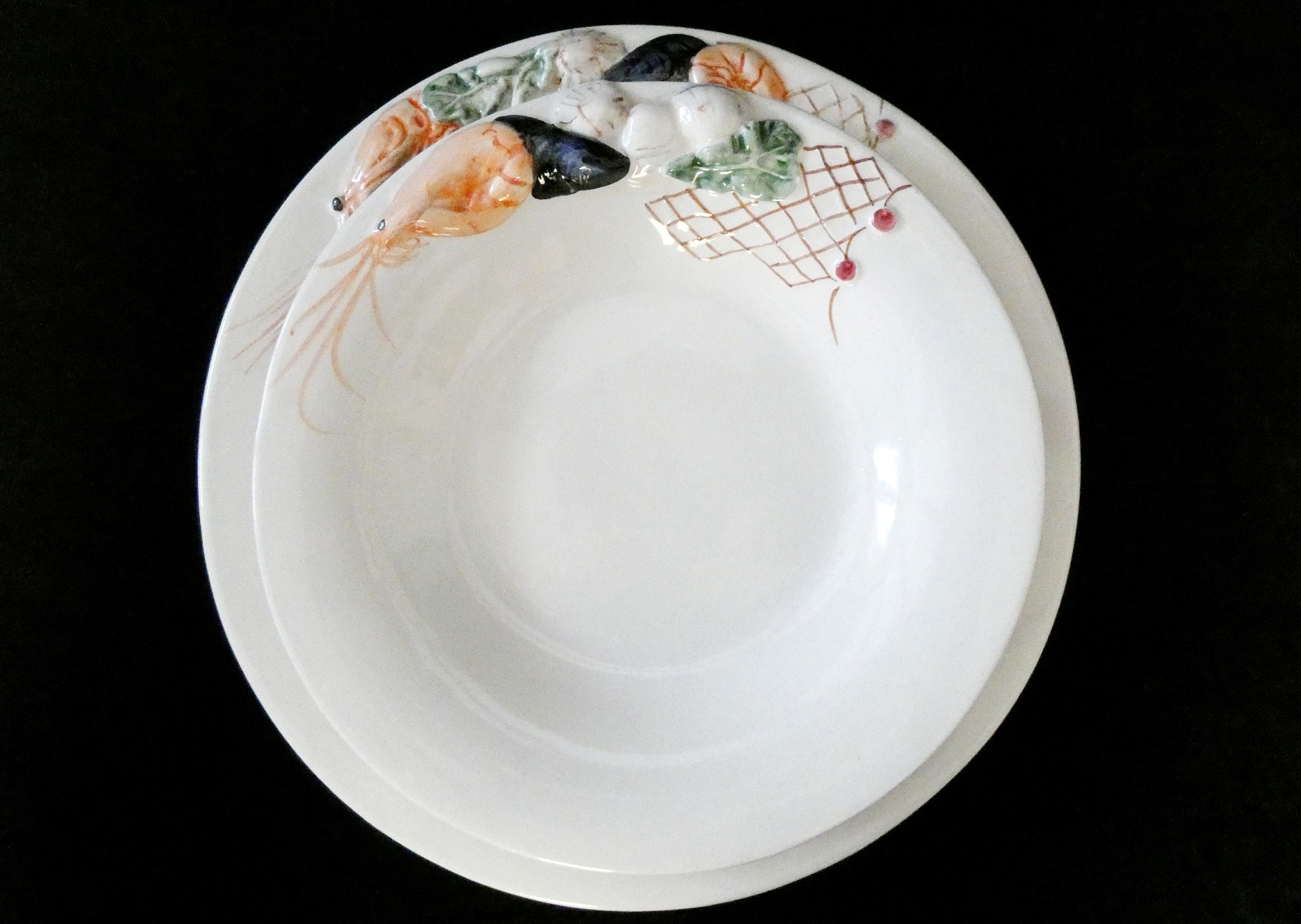 ヴィンテージ ポルトガル ロブスタープレート（4枚セット）：手描き