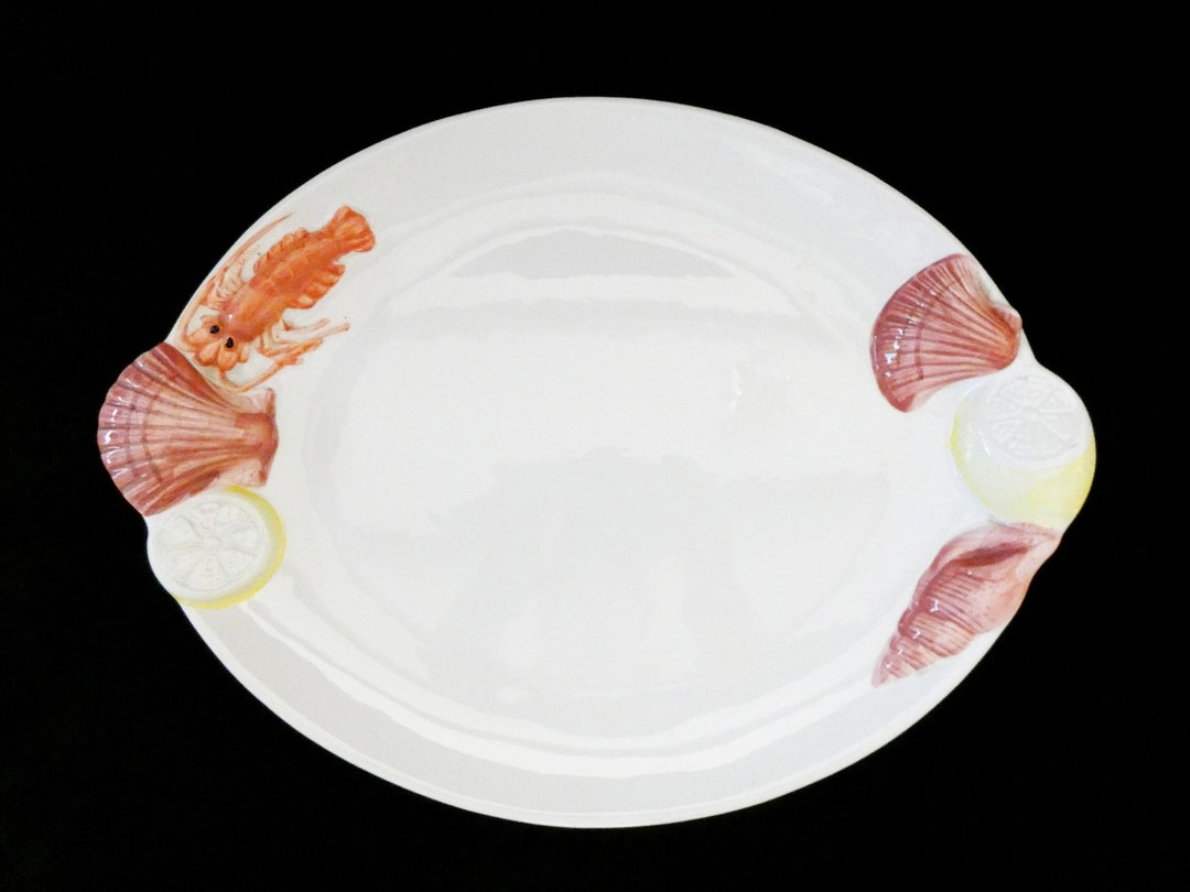 Plat De Service Seychelle L'Objet - Porcelaine Multicolore Vintage - Fabriqué Au Portugal