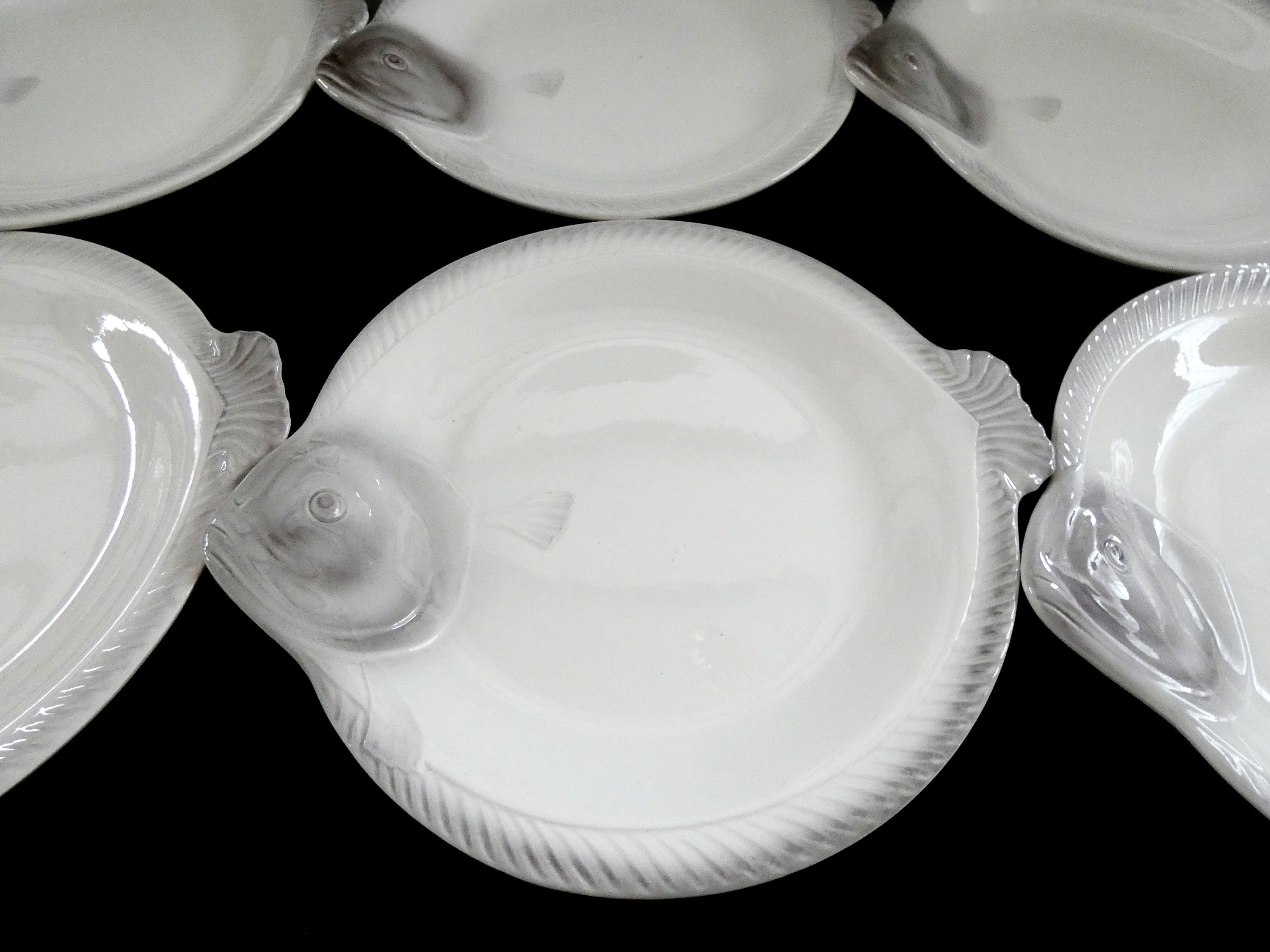 6 Vintage Waechtersbach Fish Shape Plates, Antique West Germany