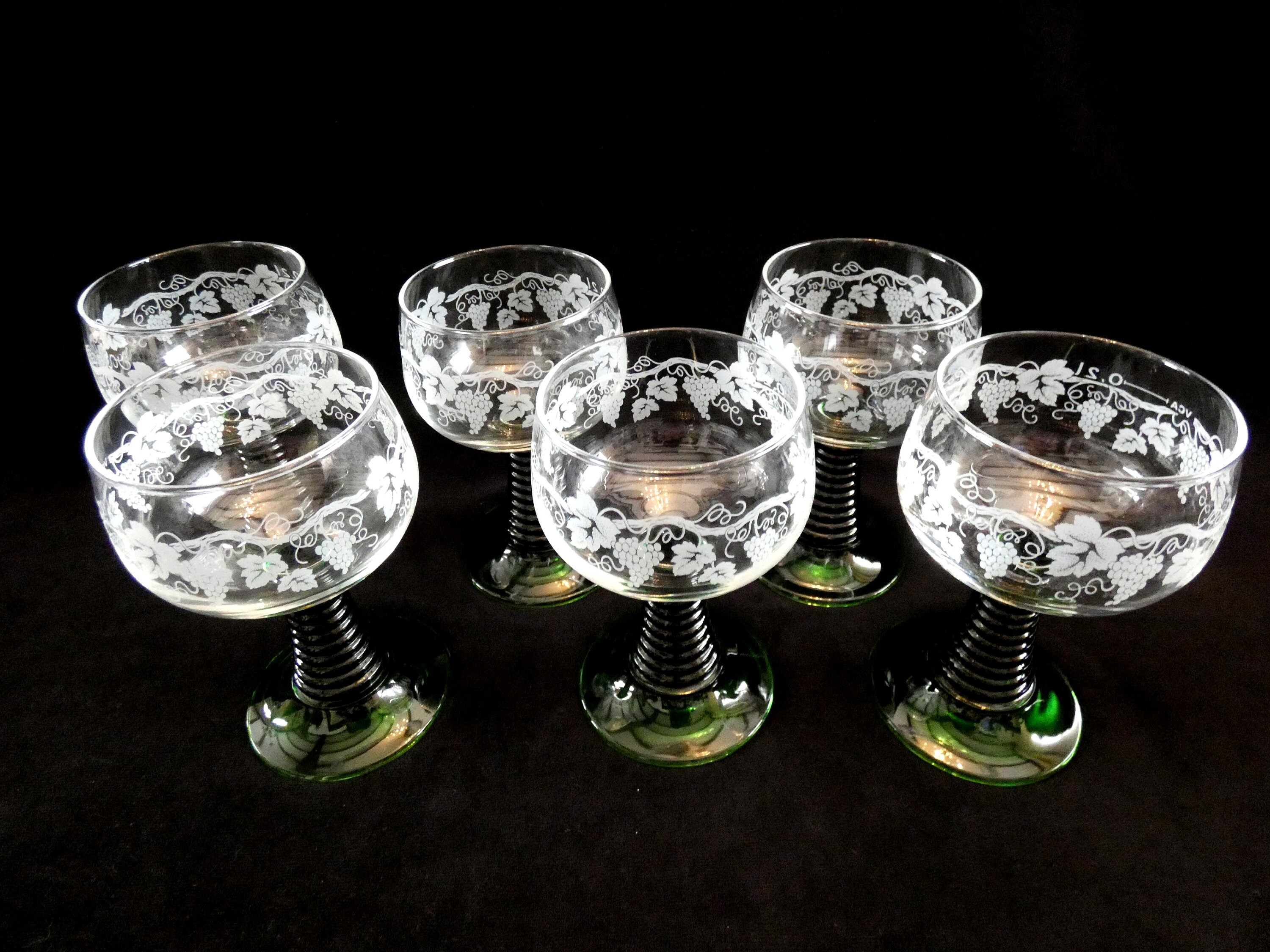 6 Vintage French Glasses Luminarc Roemer, Retro Champagne Glasses