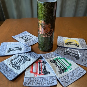 Embroidered Bronco Mug Rugs