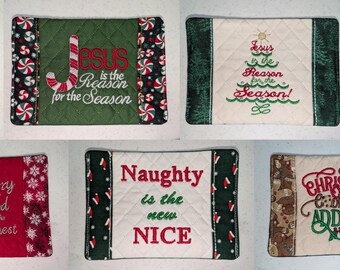 Embroidered Christmas Mug Rugs