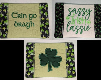 Embroidered St Patrick's Day Mug Rugs