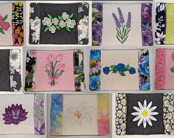 Embroidered Flower Mug Rugs