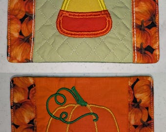 Embroidered Fall Mug Rugs