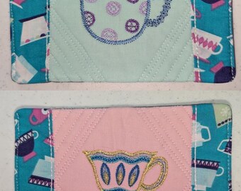 Embroidered Tea Mug Rugs