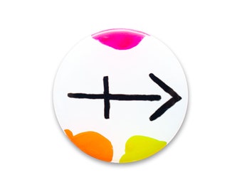Handgeschilderde telefoonhouder: sterrenbeeld Boogschutter (22 november - 21 december).  (Kleuren: neonroze, oranje en geel)
