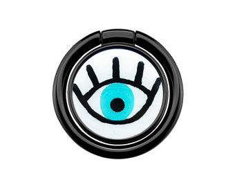Evil Eye Ring Holder Hand Painted, Ring phone holder - Turquoise Evil Eye Symbol