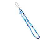 Beaded Smiley Face Phone Strap, Phone charm bracelet, Phone chain Smiley (Blue Strap)