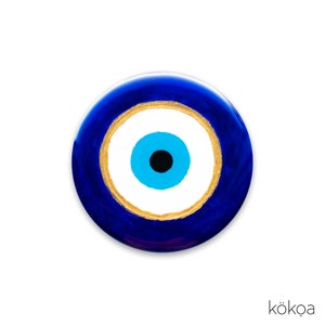 Hand Painted Phone holder - Gold & Blue Evil Eye Symbol #41