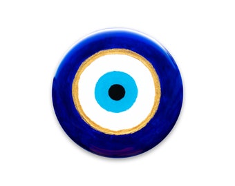 Hand Painted Phone holder - Gold & Blue Evil Eye Symbol #41