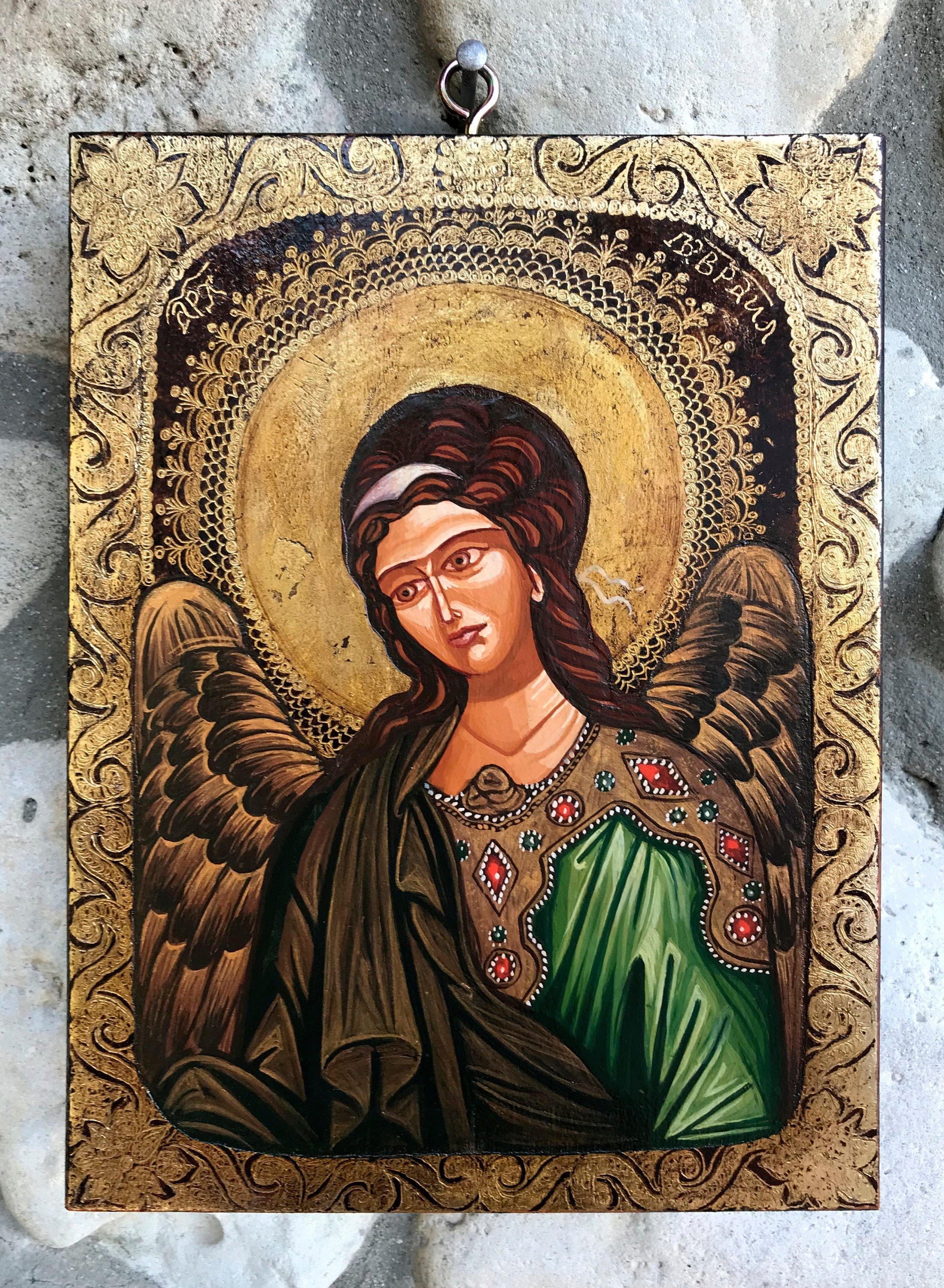 Icon painted on Wood 1of1 Archangel Gabriel 24x17 | Etsy