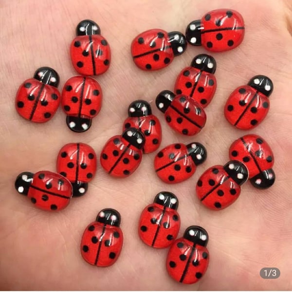 Ladybird Resin Flatback Cabochon - 20 pack - 13mm, craft embellishment