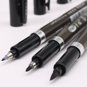 Set of 3 Japanese Calligraphy Pens - Black Ink - 3 sizes - thin, medium, thick