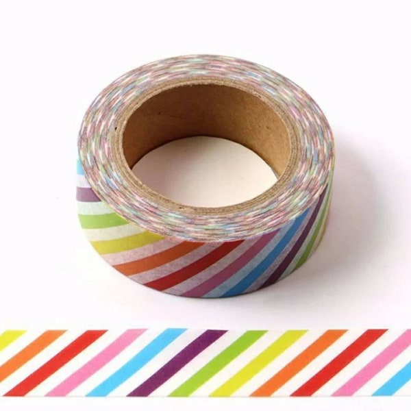 Regenbogen Streifen Washi Tape - Masking Tape, Kinder, Sterne, Basteln Tape, Planer, Journal 10 Meter