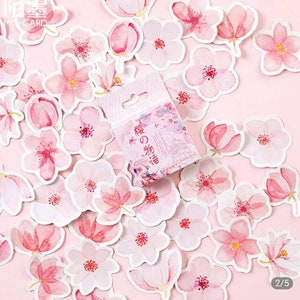 Pink Flower Cherry Blossom Flower Stickers, 45 pieces. Colourful Stickers, Planner stickers, Journal stickers, Diary Stickers