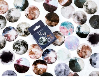 Moon Stickers, 46 pieces. Moon Phase Stickers, Space stickers, Planner, Journal