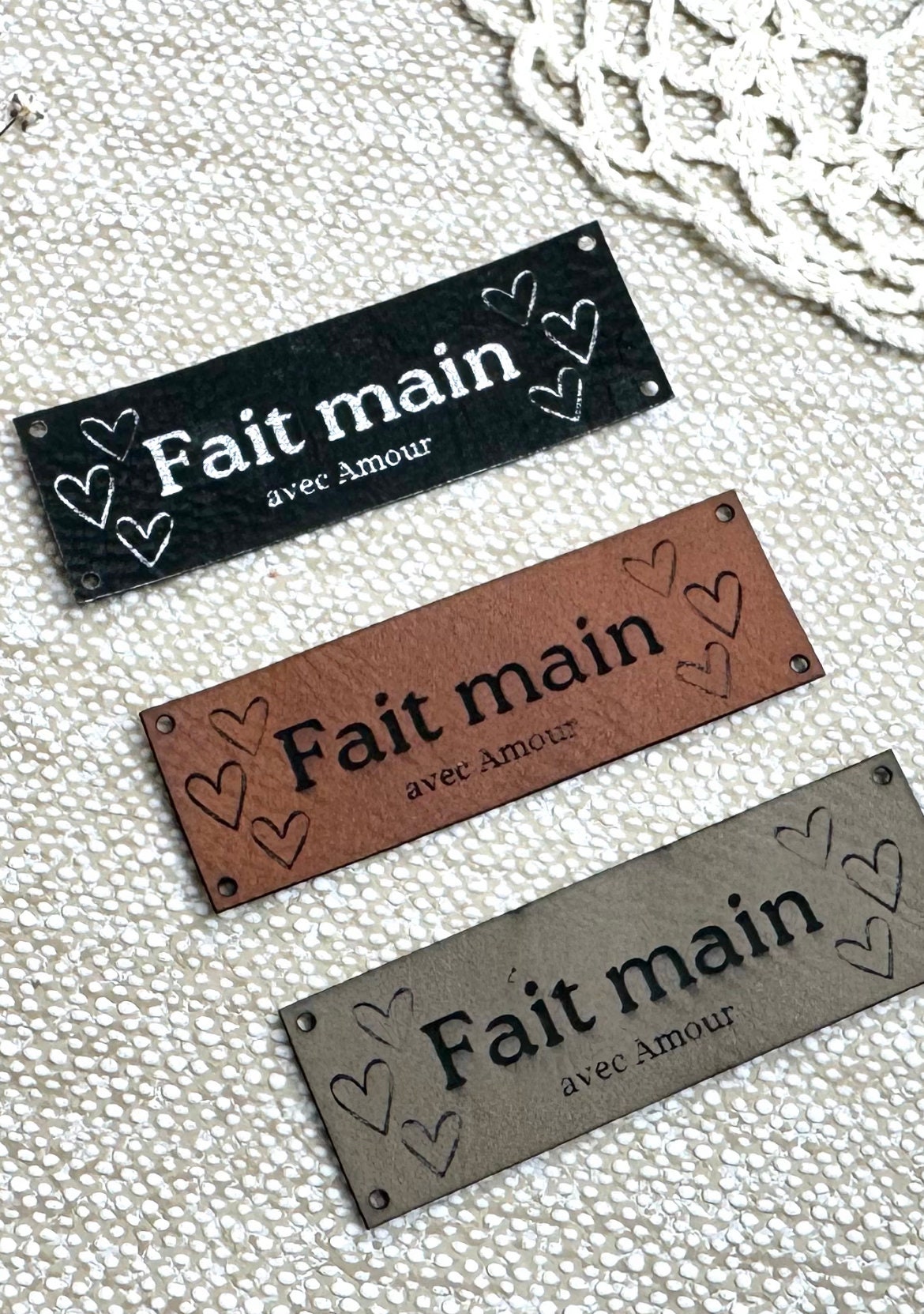 Handmade-Lot De 15 étiquettes En Cuir Véritable Italien Avec Inscription « Hand Made