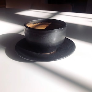 Matte Black Cup and Saucer Set