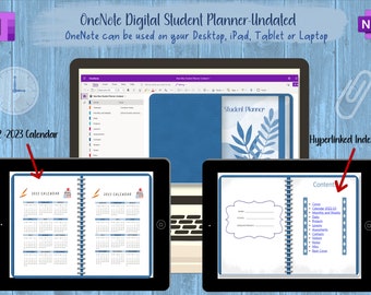 OneNote Digital Student Planner Undated|Desktop, iPad, Mac, Tablet, or Laptop|Instant Download| OneNote School Planner