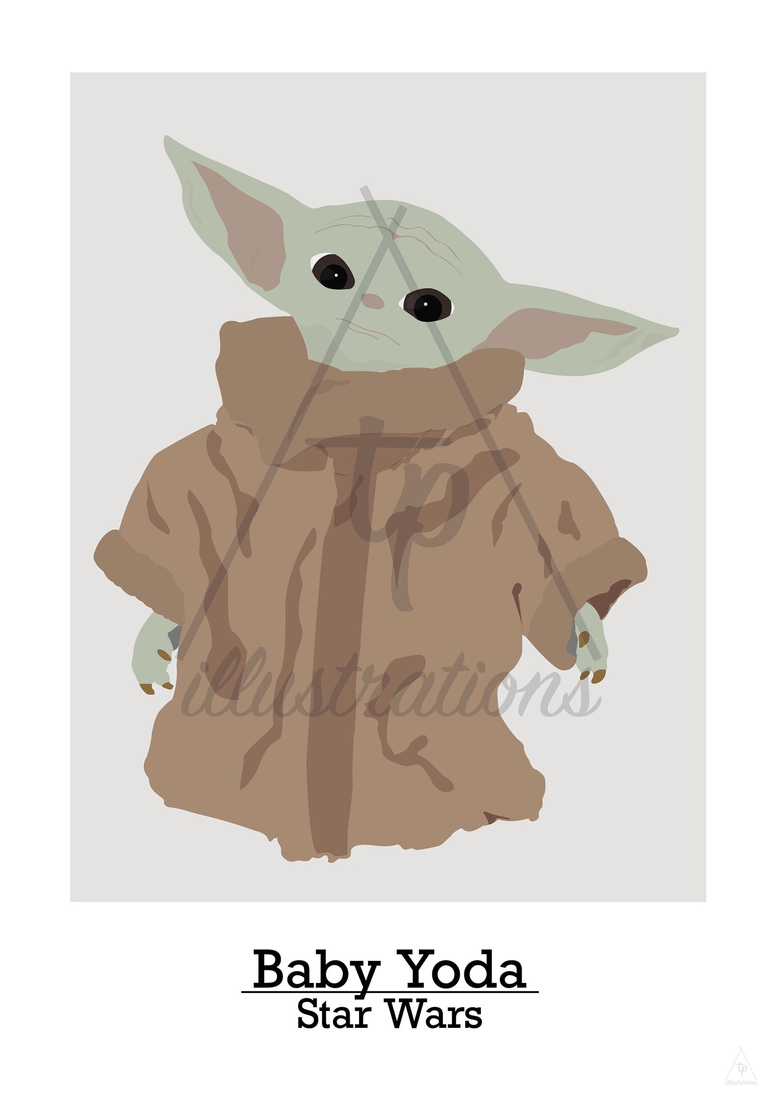 Baby Yoda Star Wars Minimalist Wall Art Print Etsy UK