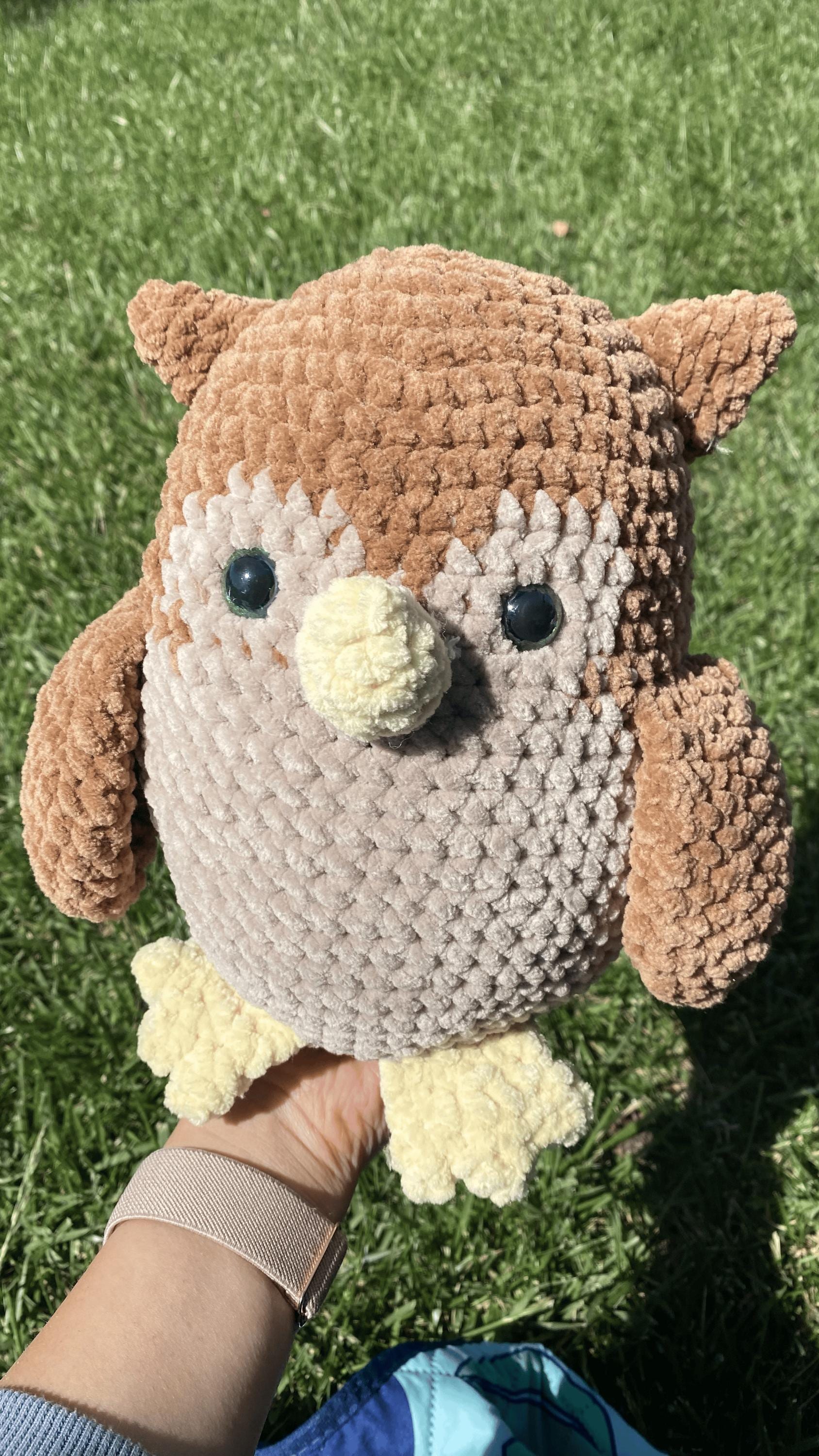 Jumbo Owl Plushie | Ready to Ship Physical Item | Handmade Crochet
