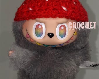 Crochet Labubu Strawberry Beanie | READY TO SHIP | fits V1-V3 | Handmade Accessory