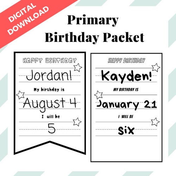 happy birthday worksheet for primary students bunting and etsy
