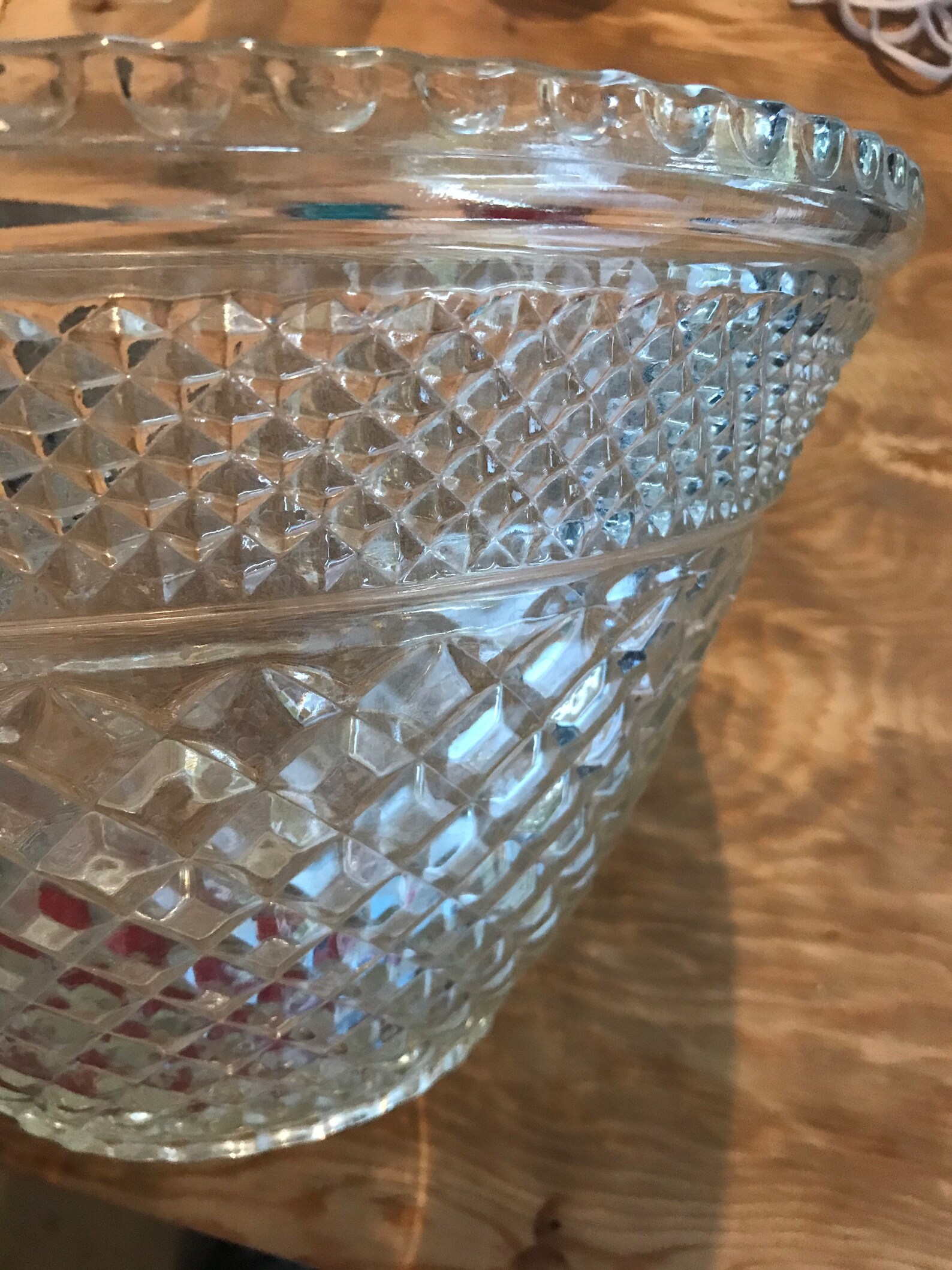 Vintage Pineapple Cut Glass Large 14 Heavy Bowl Etsy