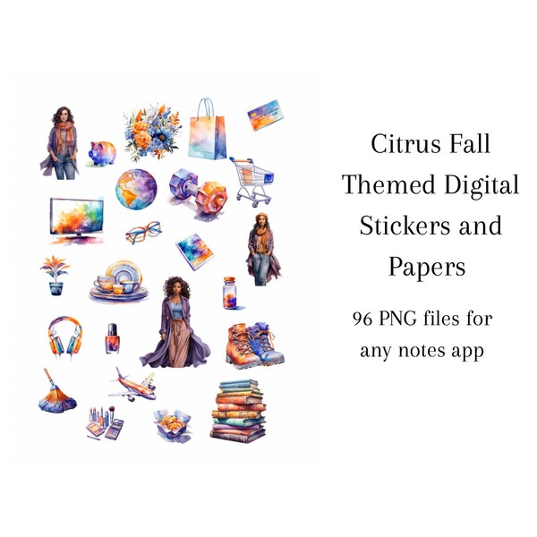 Citrus Fall Themed Digital Stickers Clip Art