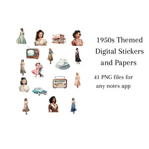 1950s Themed Digital Stickers Clip Art