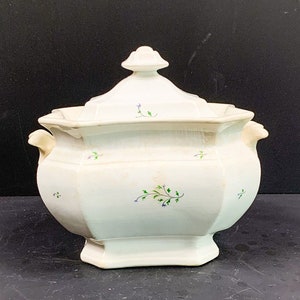 Vintage Ironstone Tureen Small Rectangular Covered with Green Floral